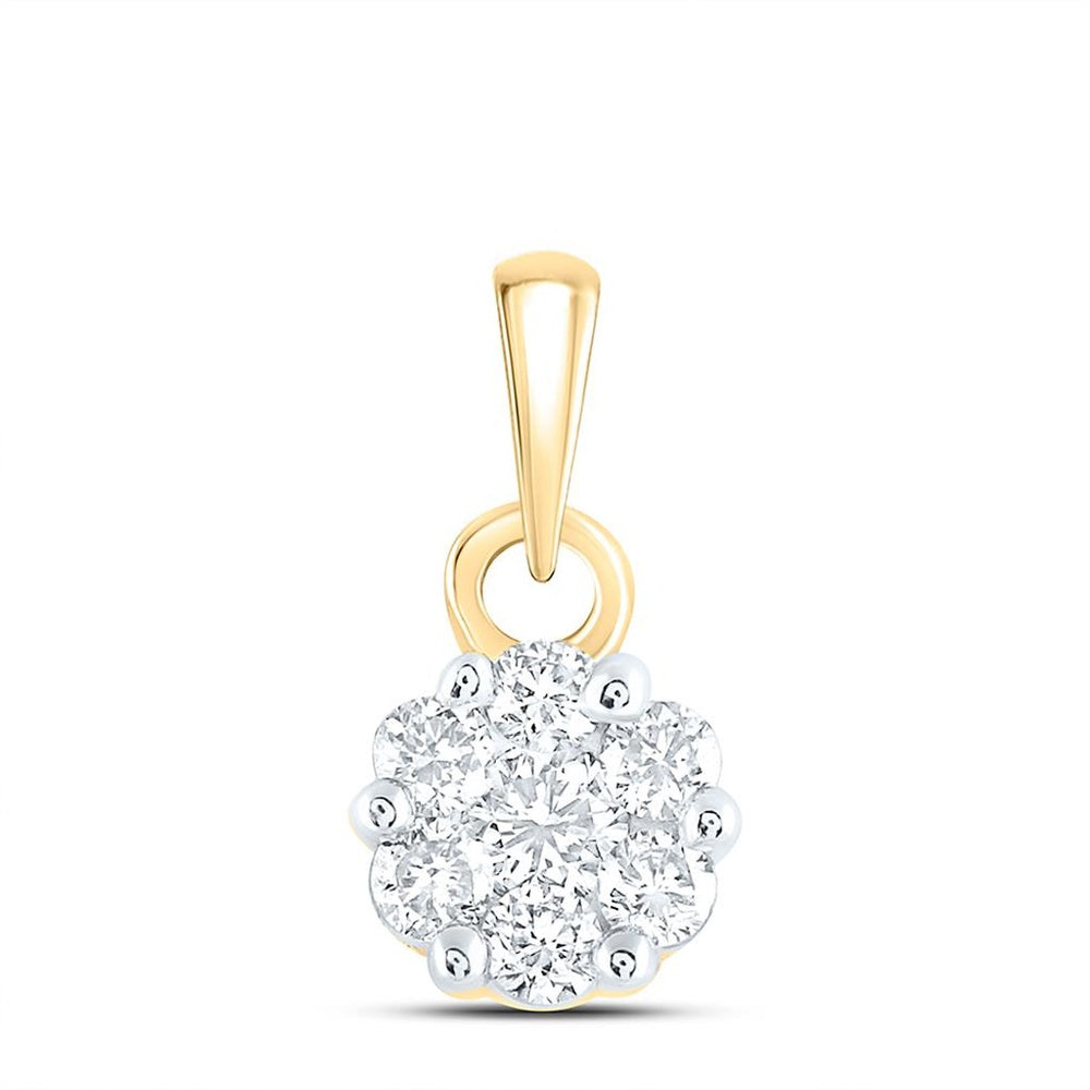 14K Yellow Gold Round Diamond Pendant - 1/4 Carat Total Diamond Weight