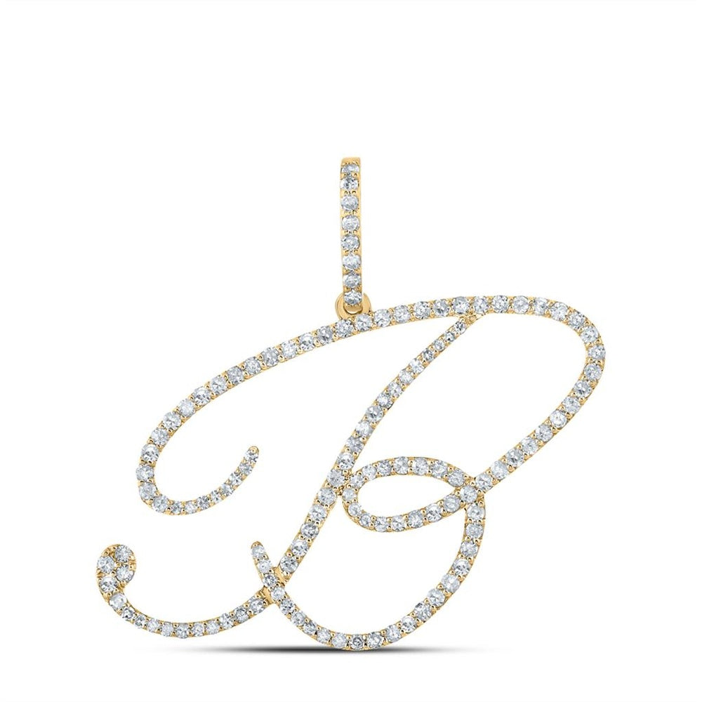 14K Yellow Gold Round Diamond Pendant - 3/4 Carat Total Diamond Weight
