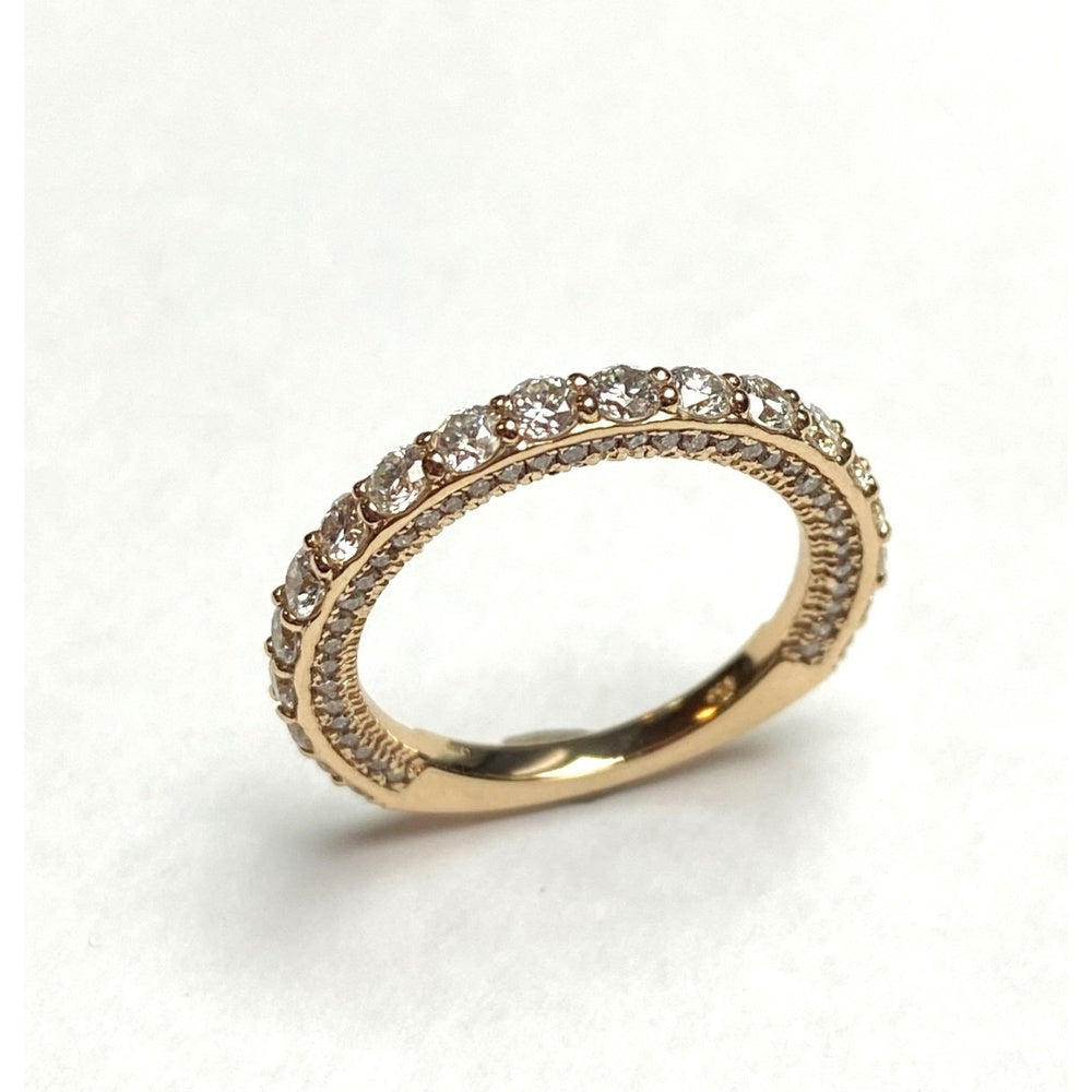 14K Yellow Gold Round Diamond Prong Set Band with Milgrain Detail - 1.35 Carat Total Diamond Weight by Auriventus