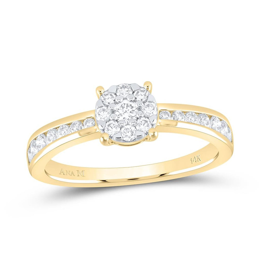 14K Yellow Gold Round Diamond Ring - 1/2 Carat Total Diamond Weight