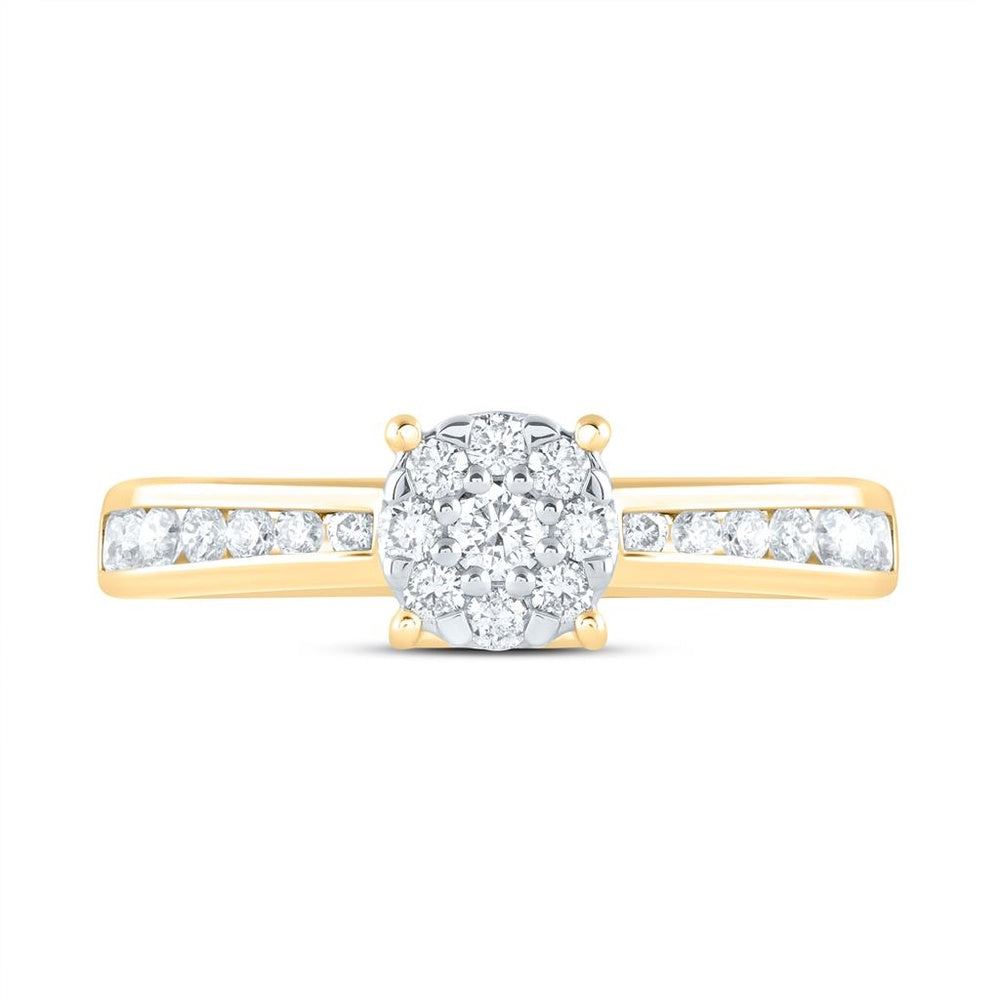 14K Yellow Gold Round Diamond Ring - 1/2 Carat Total Diamond Weight