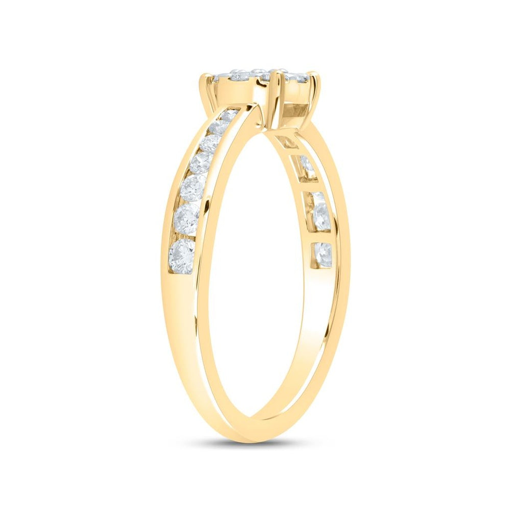 14K Yellow Gold Round Diamond Ring - 1/2 Carat Total Diamond Weight