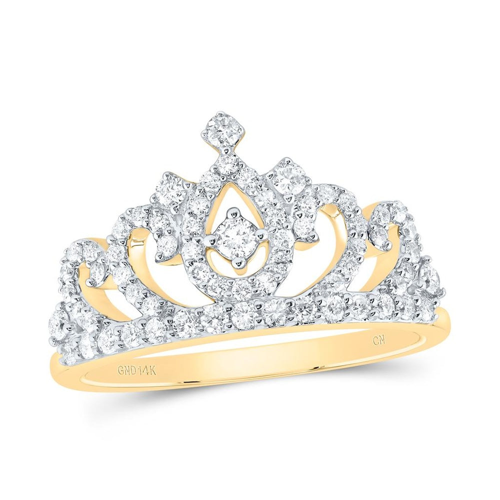 14K Yellow Gold Round Diamond Ring - 1/2 Carat Total Diamond Weight