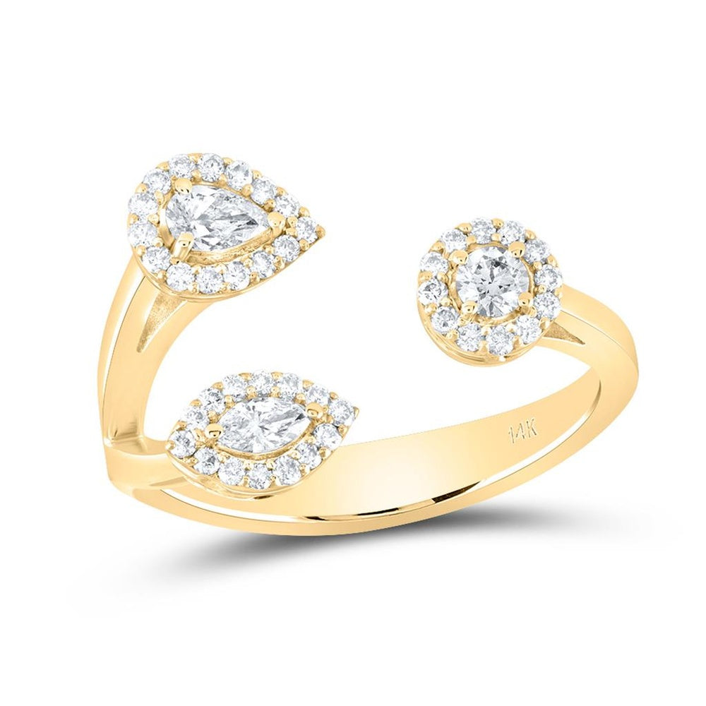 14K Yellow Gold Round Diamond Ring - 1/2 Carat Total Diamond Weight