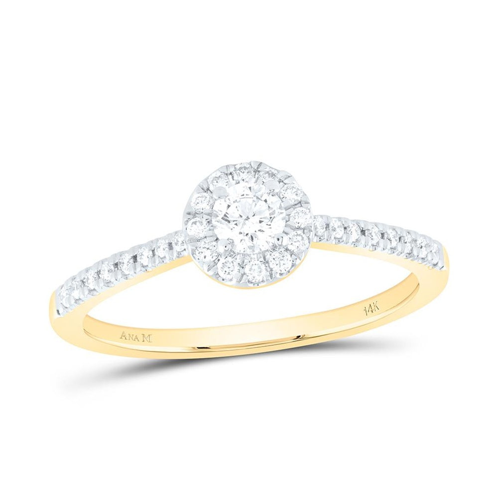 14K Yellow Gold Round Diamond Ring - 1/3 Carat Total Diamond Weight