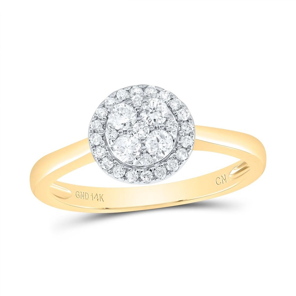 14K Yellow Gold Round Diamond Ring - 1/3 Carat Total Diamond Weight
