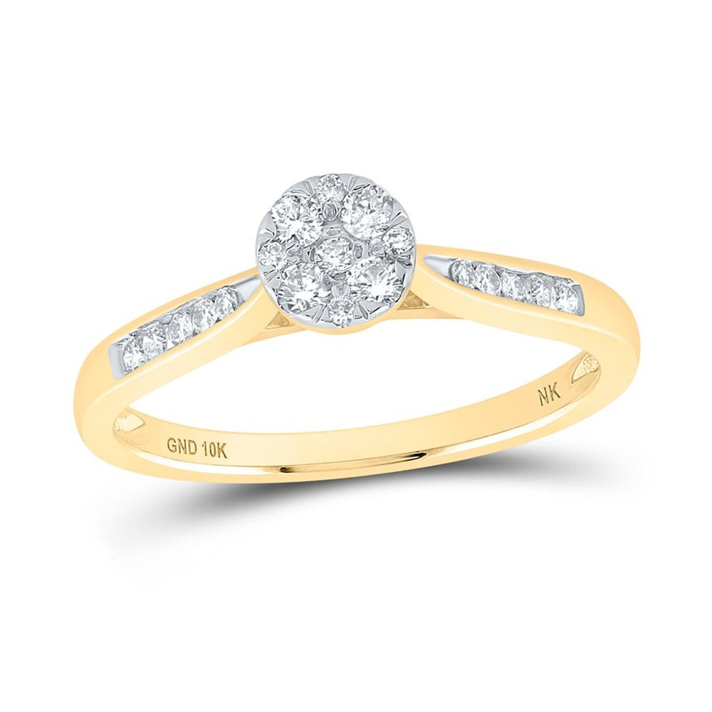 14K Yellow Gold Round Diamond Ring - 1/4 Carat Total Diamond Weight