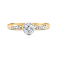 14K Yellow Gold Round Diamond Ring - 1/4 Carat Total Diamond Weight