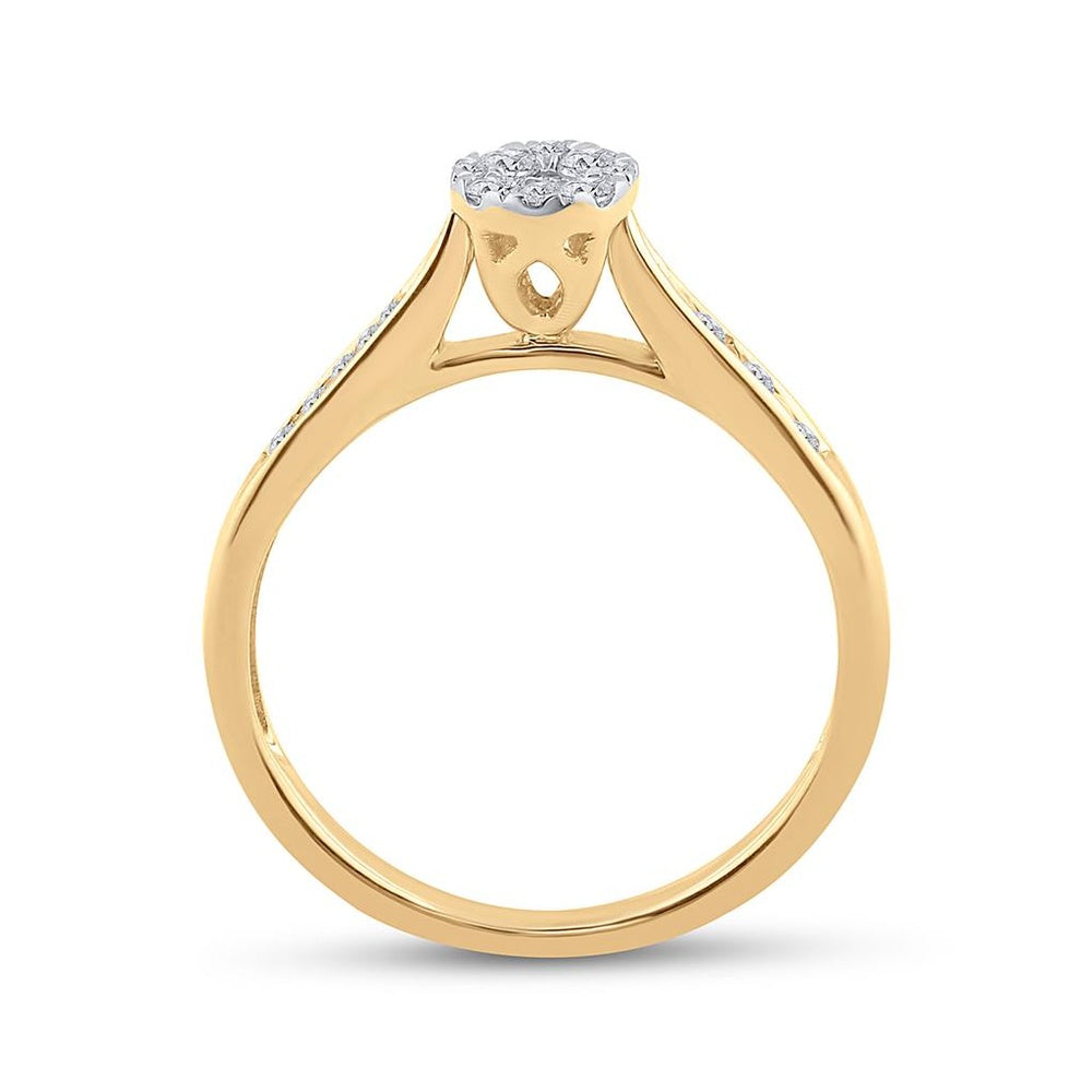 14K Yellow Gold Round Diamond Ring - 1/4 Carat Total Diamond Weight
