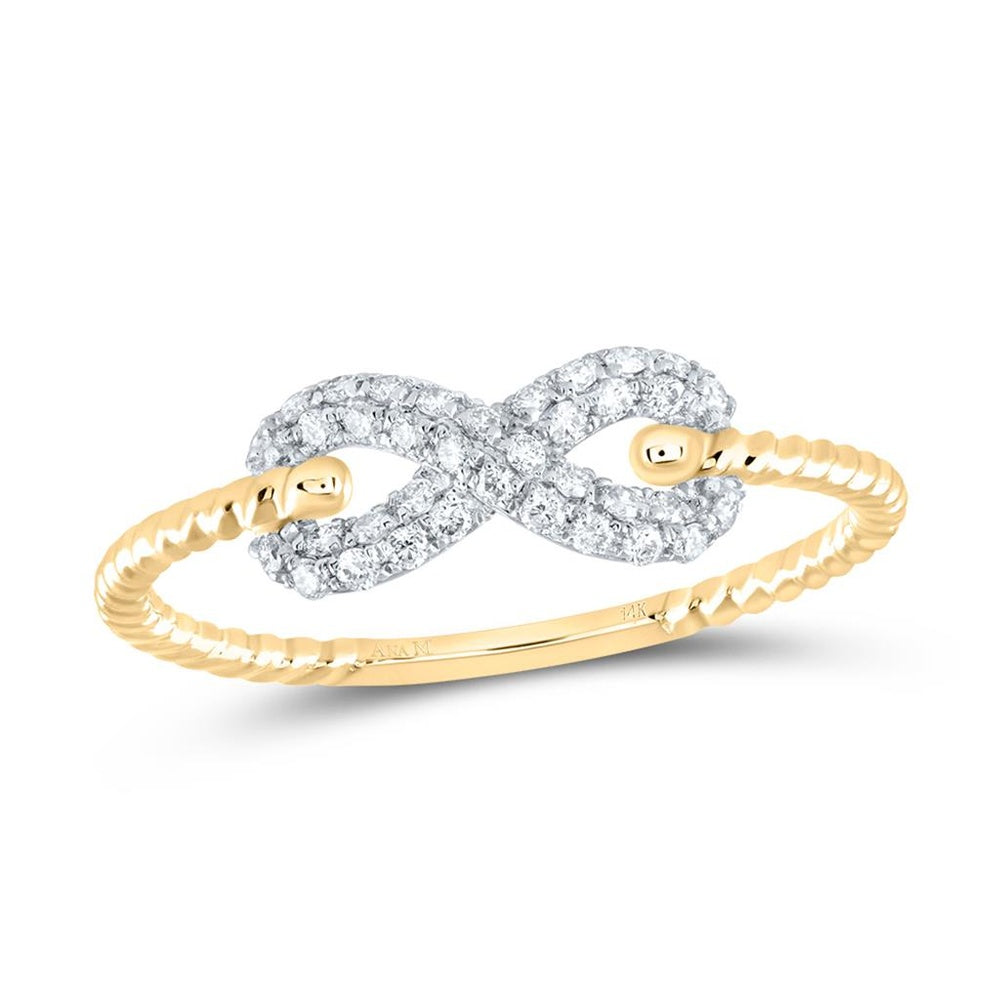 14K Yellow Gold Round Diamond Ring - 1/5 Carat Total Diamond Weight