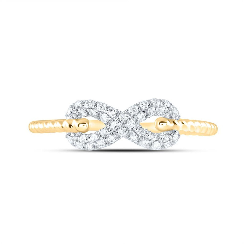 14K Yellow Gold Round Diamond Ring - 1/5 Carat Total Diamond Weight