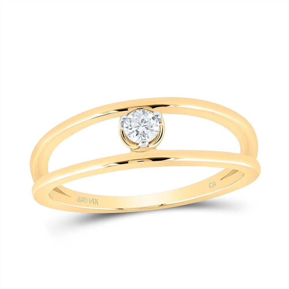 14K Yellow Gold Round Diamond Ring - 1/8 Carat Total Diamond Weight