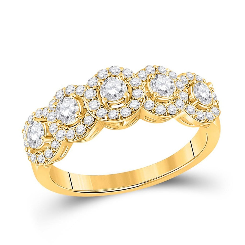 14K Yellow Gold Round Diamond Ring - 1 Carat Total Diamond Weight