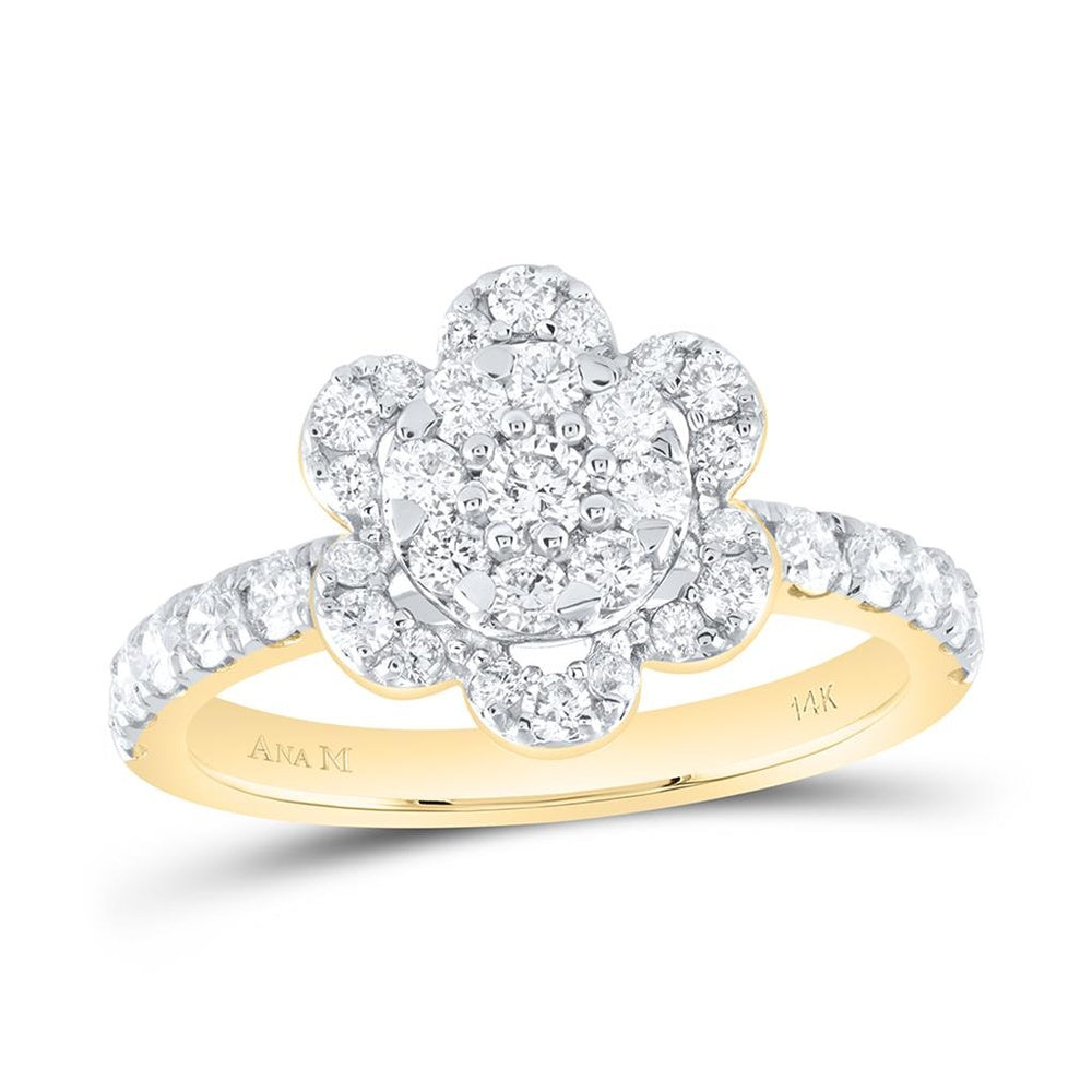 14K Yellow Gold Round Diamond Ring - 1 Carat Total Diamond Weight