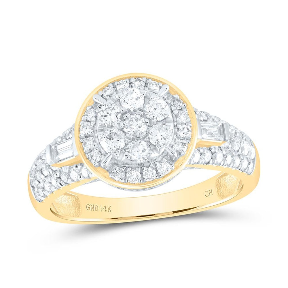 14K Yellow Gold Round Diamond Ring - 1 Carat Total Diamond Weight
