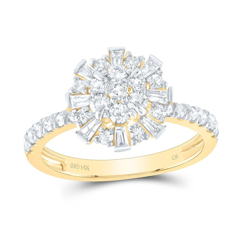 14K Yellow Gold Round Diamond Ring - 1 Carat Total Diamond Weight