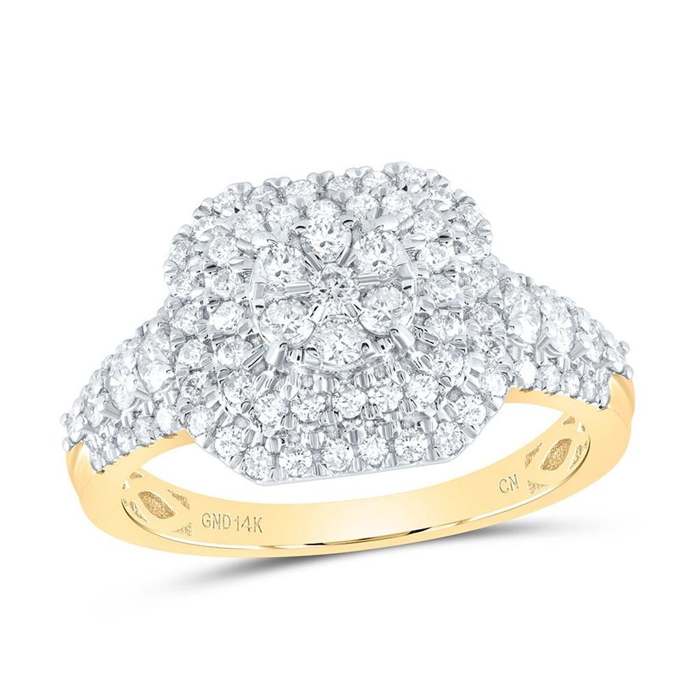 14K Yellow Gold Round Diamond Ring - 1 Carat Total Diamond Weight