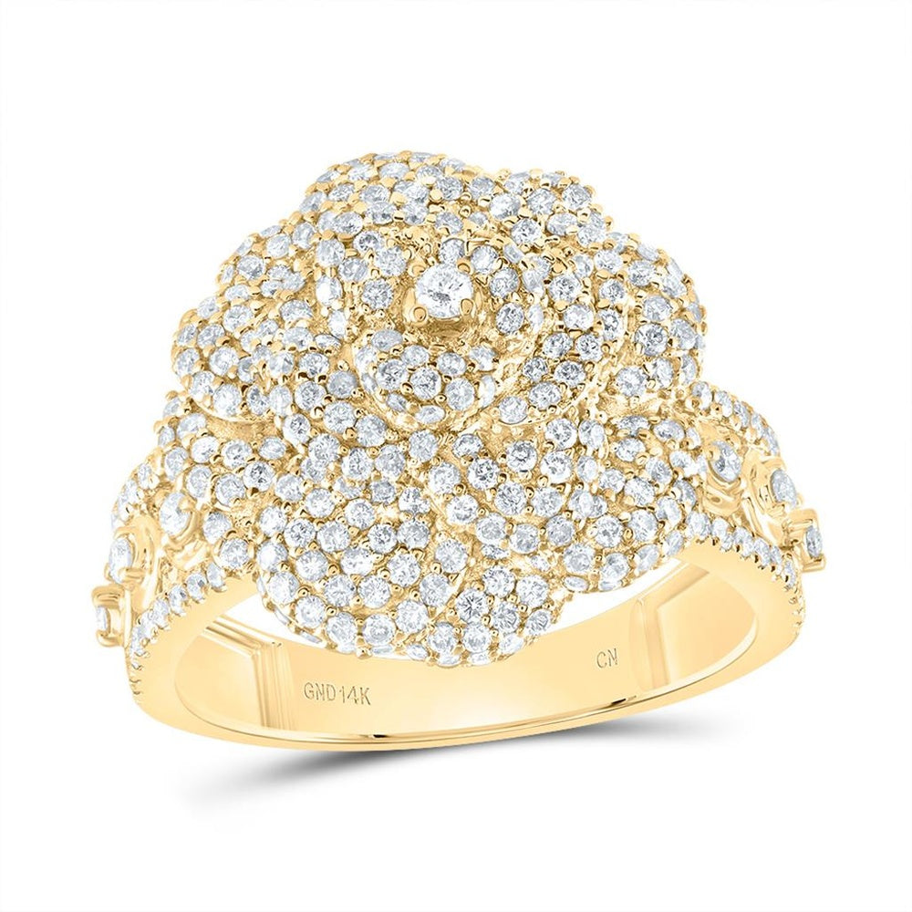 14K Yellow Gold Round Diamond Ring - 2 Carat Total Diamond Weight