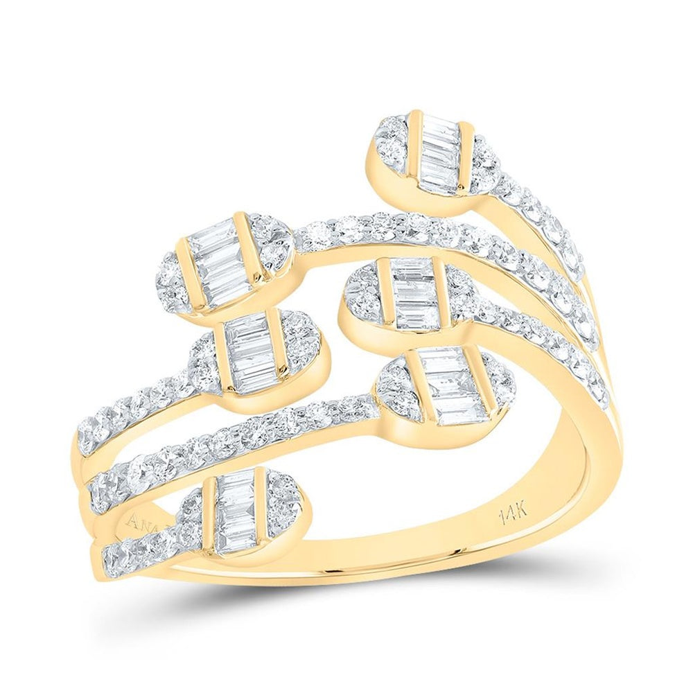 14K Yellow Gold Round Diamond Ring - 3/4 Carat Total Diamond Weight