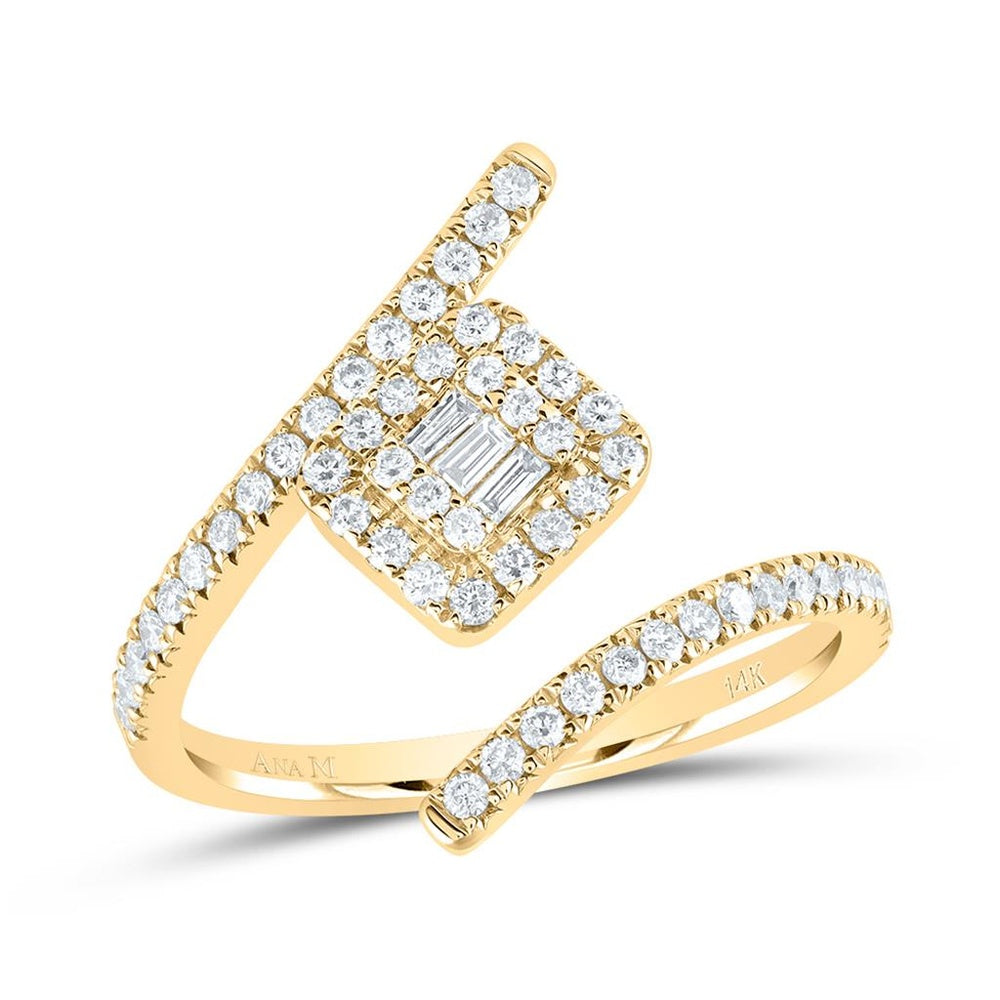 14K Yellow Gold Round Diamond Ring - 3/8 Carat Total Diamond Weight