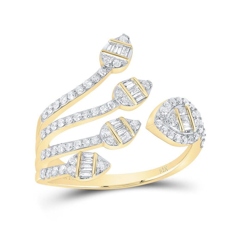 14K Yellow Gold Round Diamond Ring - 5/8 Carat Total Diamond Weight
