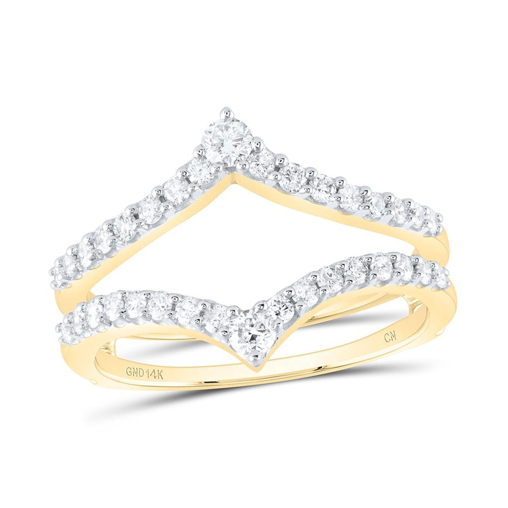 14K Yellow Gold Round Diamond Ring Guard Wrap Enhancer Wedding Band - 1/2 Carat Total Diamond Weight