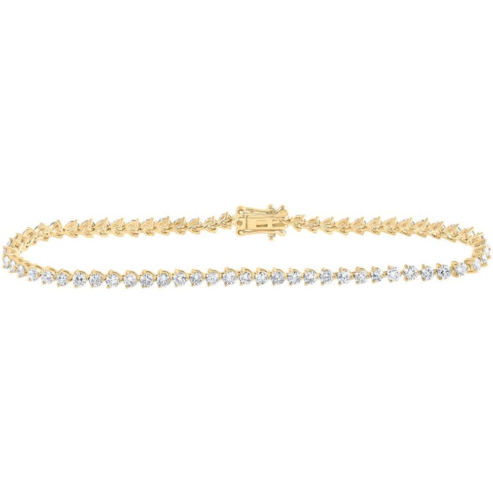 14K Yellow Gold Round Diamond Single Row Tennis Bracelet - 2.75 Carat Total Diamond Weight