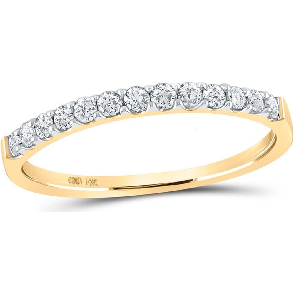 14K Yellow Gold Round Diamond Slender Wedding Anniversary Band - 1/4 Carat Total Diamond Weight