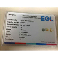 14K Yellow Gold Round Diamond Solitaire Stud Earrings with Screw Backs - 1.00 Carat Total Diamond Weight (Certified)