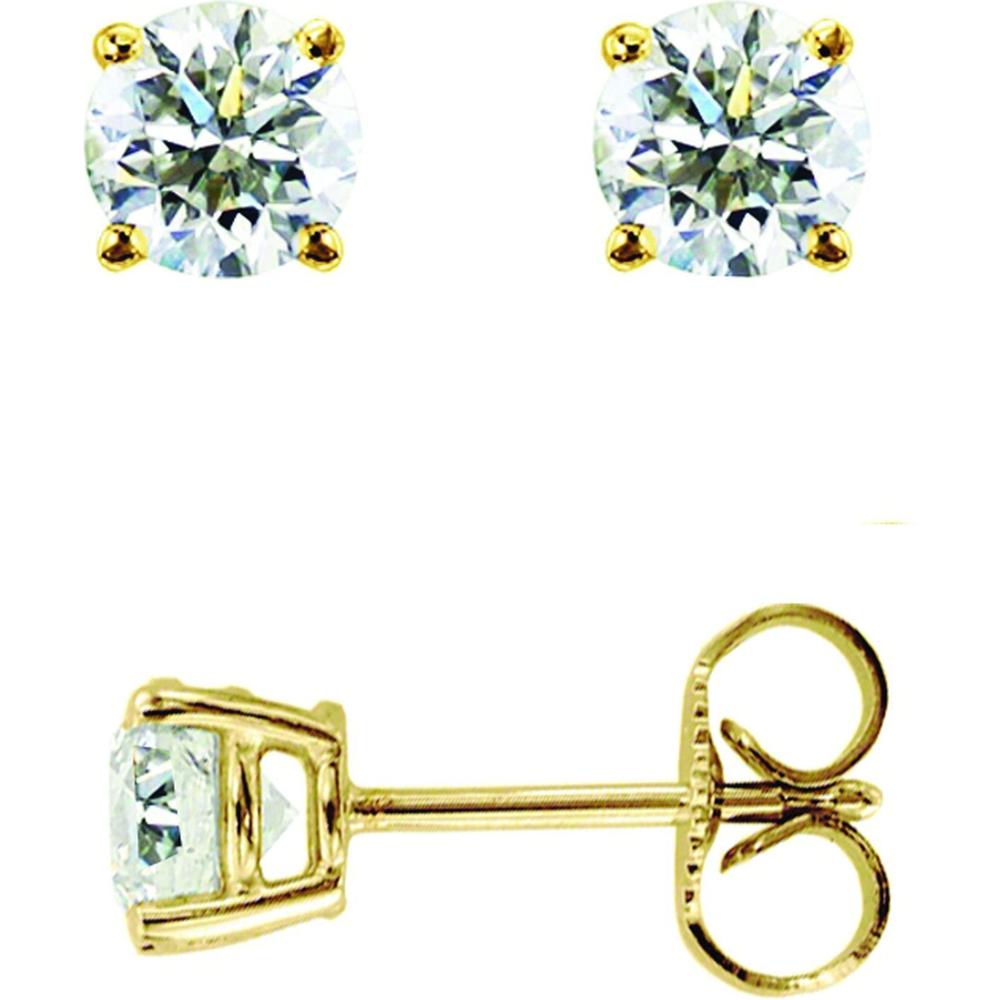 14K Yellow Gold Round Diamond Stud Earrings - 0.50 Carat Total Diamond Weight by Orozza Fine Jewelry