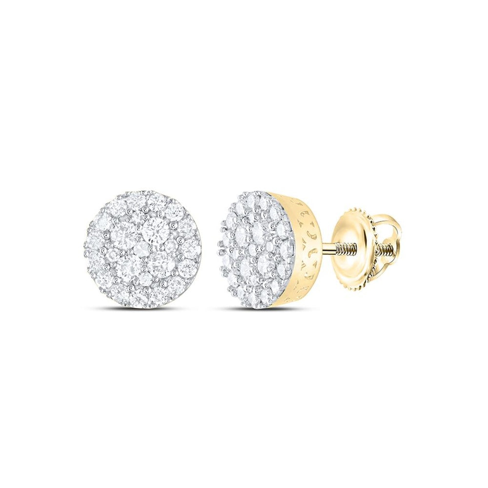 14K Yellow Gold Round Diamond Stud Earrings - 5/8 Carat Total Diamond Weight