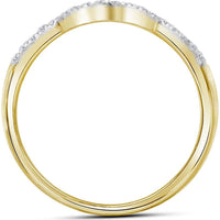 14K Yellow Gold Round Diamond Swirl Bridal Wedding Ring Set - 1 Carat Total Diamond Weight