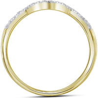 14K Yellow Gold Round Diamond Swirl Bridal Wedding Ring Set - 1 Carat Total Diamond Weight