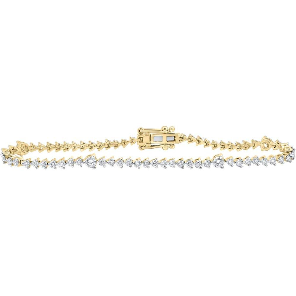 14K Yellow Gold Round Diamond Tennis Bracelet - 2.63 Carat Total Diamond Weight