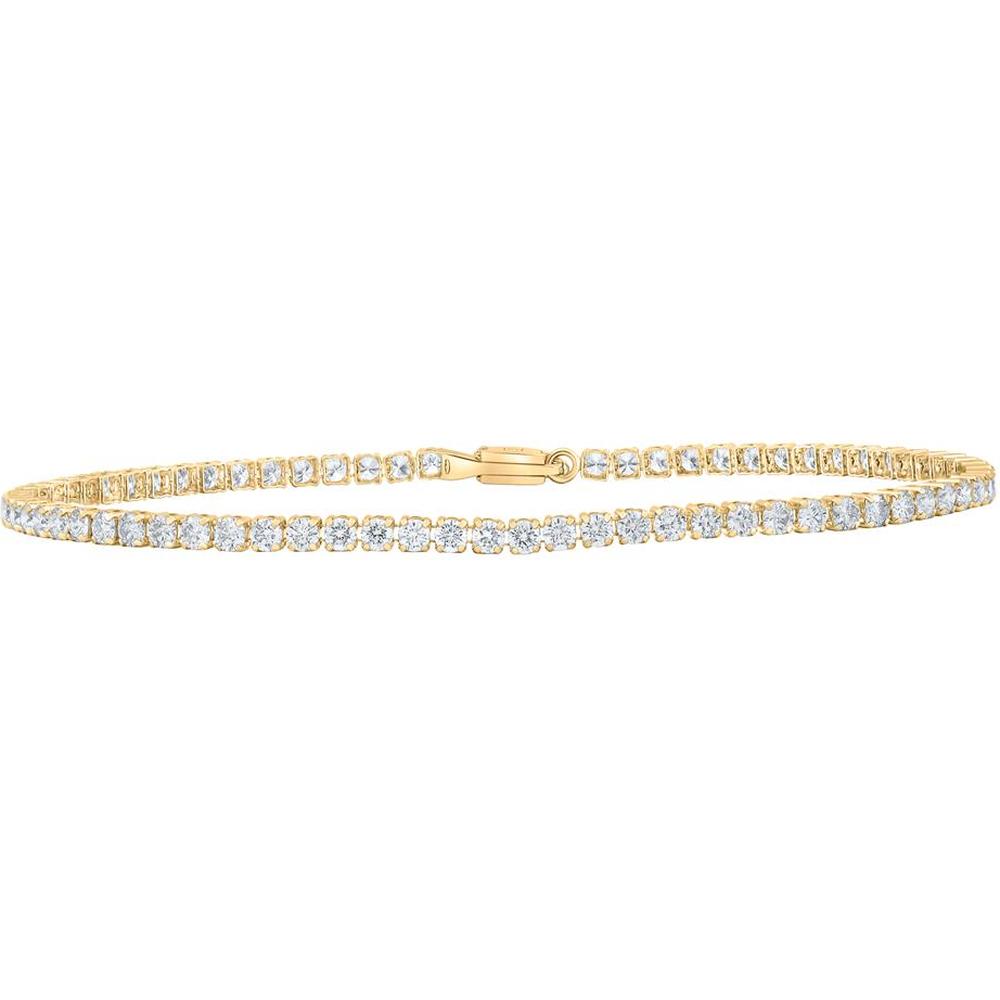 14K Yellow Gold Round Diamond Tennis Bracelet - 3.07 Carat Total Diamond Weight