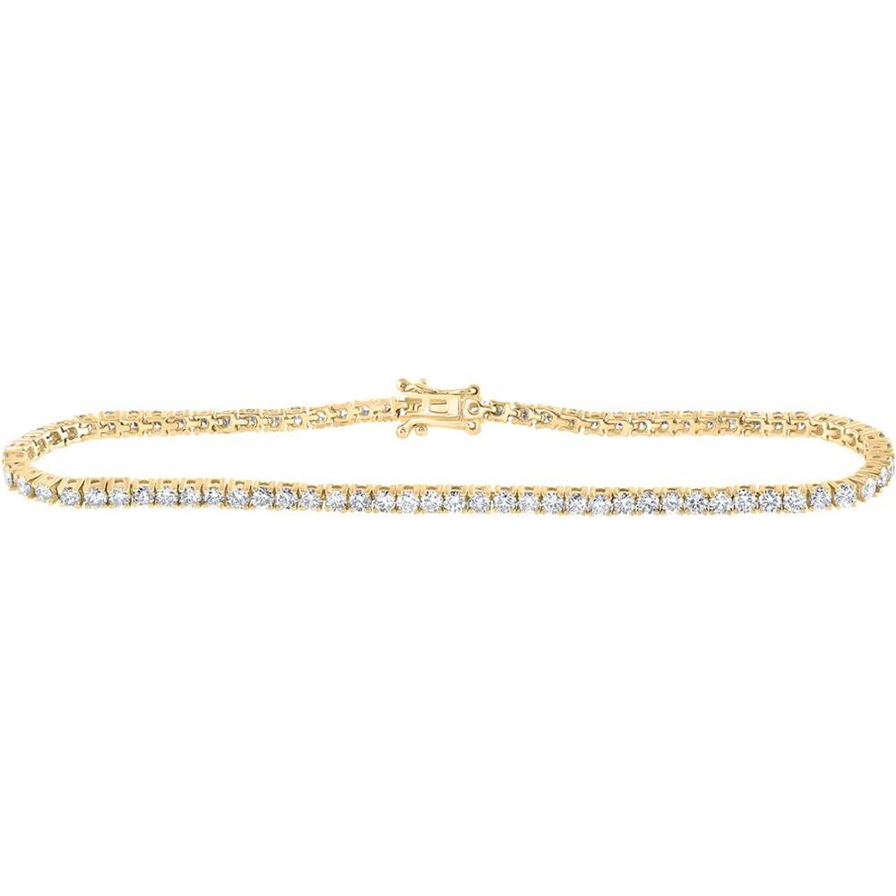 14K Yellow Gold Round Diamond Tennis Bracelet - 3.44 Carat Total Diamond Weight
