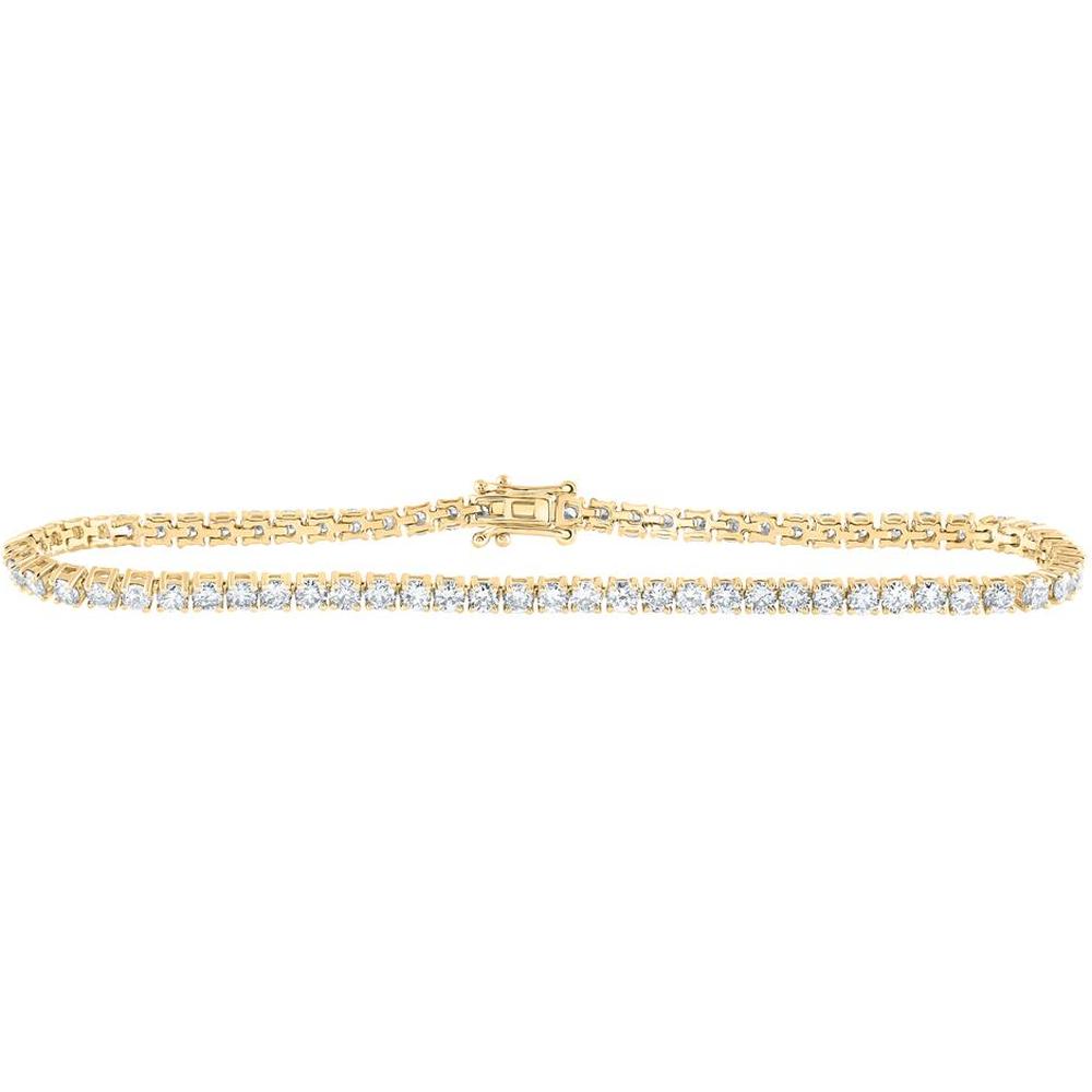 14K Yellow Gold Round Diamond Tennis Bracelet - 4.01 Carat Total Diamond Weight