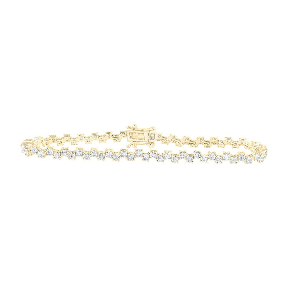 14K Yellow Gold Round Diamond Tennis Bracelet - 4 3/4 Carat Total Diamond Weight