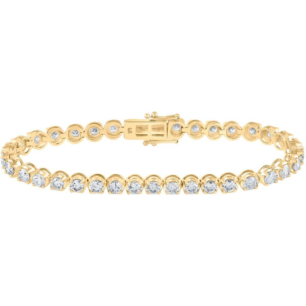 14K Yellow Gold Round Diamond Tennis Bracelet - 6.17 Carat Total Diamond Weight