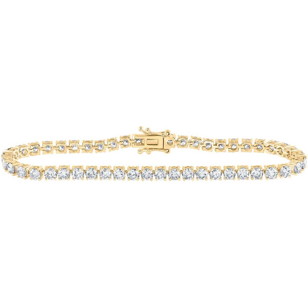 14K Yellow Gold Round Diamond Tennis Bracelet - 7.09 Carat Total Diamond Weight