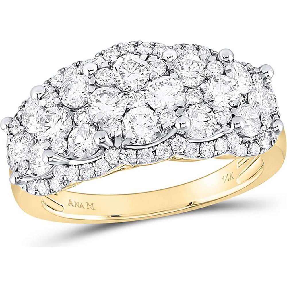 14K Yellow Gold Round Diamond Vintage-Inspired Fashion Ring with 2 Carat Total Diamond Weight