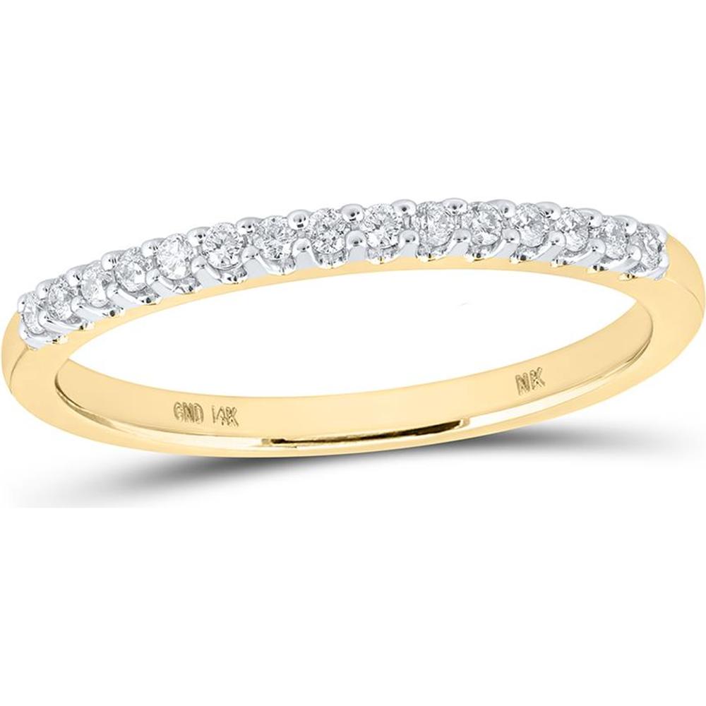 14K Yellow Gold Round Diamond Wedding Band - 1/6 Carat Total Diamond Weight