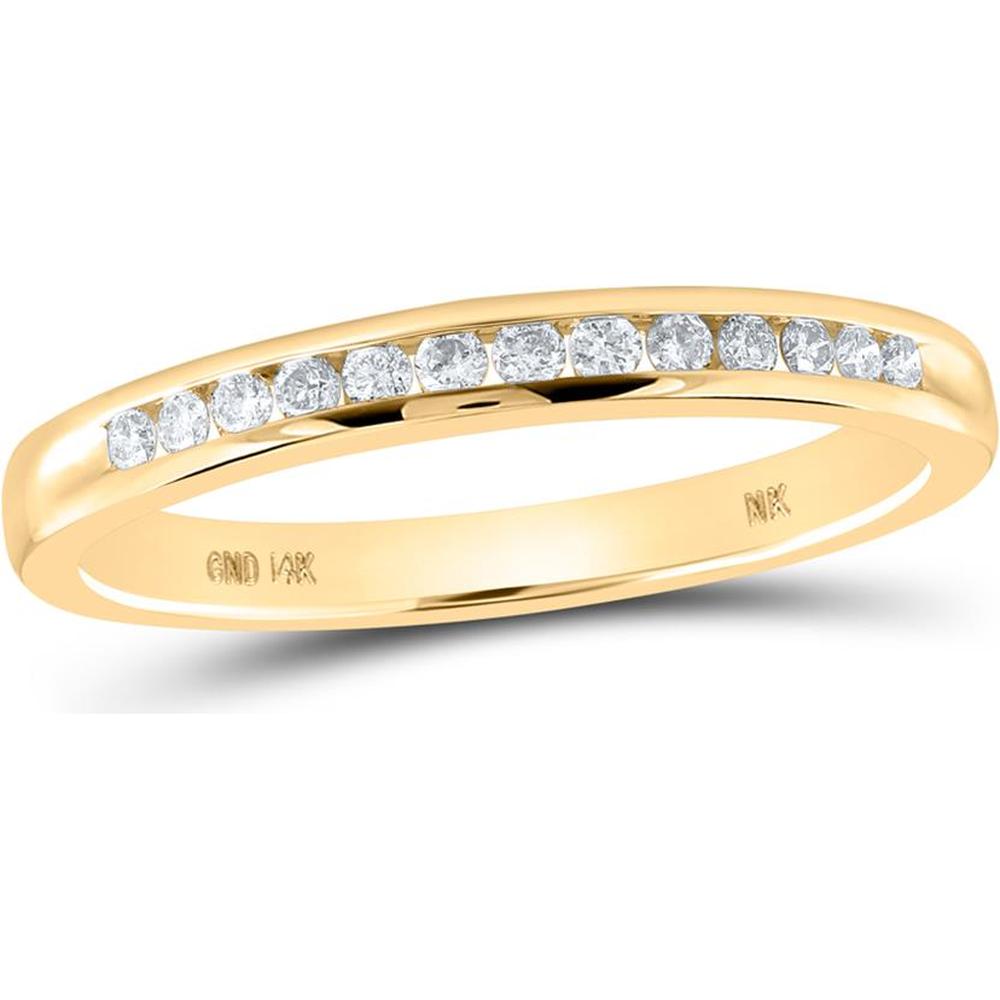 14K Yellow Gold Round Diamond Wedding Band - 1/6 Carat Total Diamond Weight