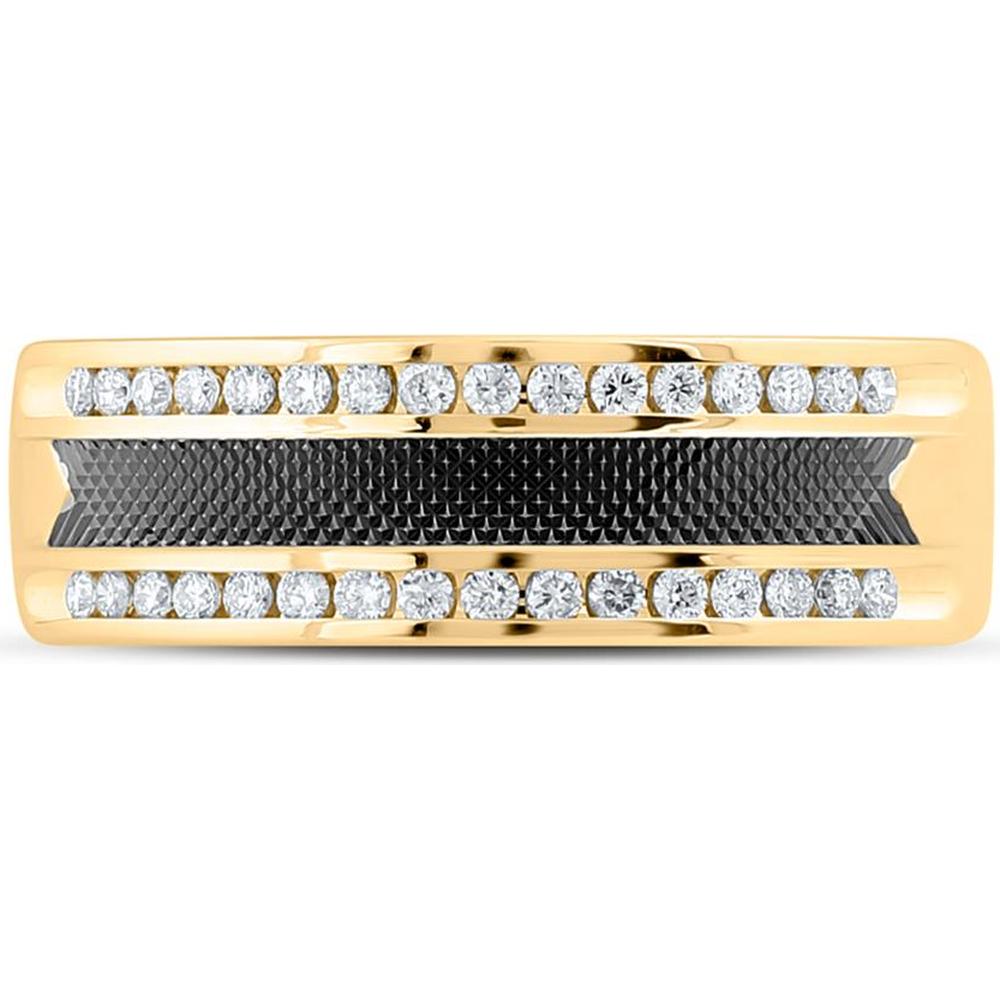 14K Yellow Gold Round Diamond Wedding Band Ring with Channel-Set Diamonds - 1/3 Carat Total Diamond Weight
