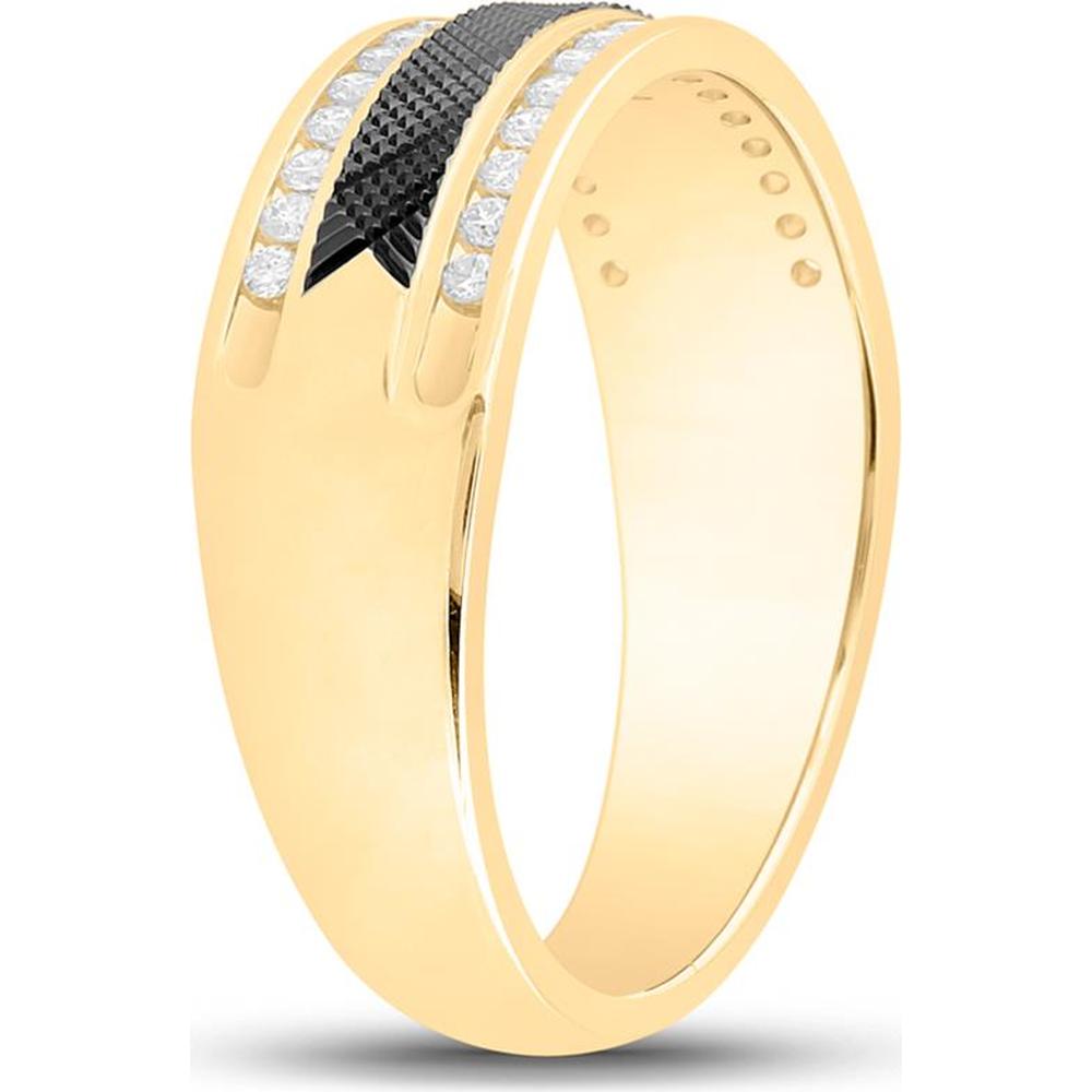 14K Yellow Gold Round Diamond Wedding Band Ring with Channel-Set Diamonds - 1/3 Carat Total Diamond Weight