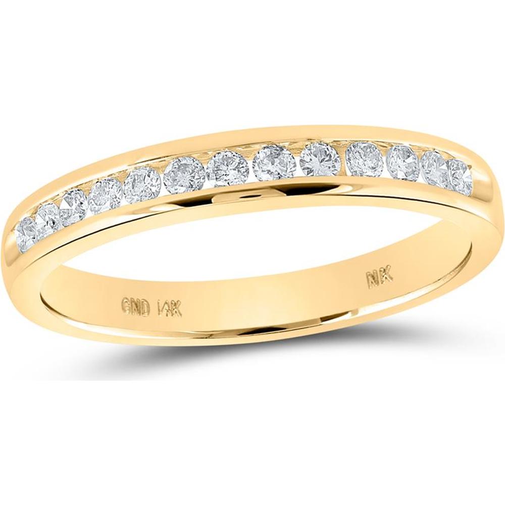 14K Yellow Gold Round Diamond Wedding Band with Channel-Set Diamonds - 1/4 Carat Total Diamond Weight