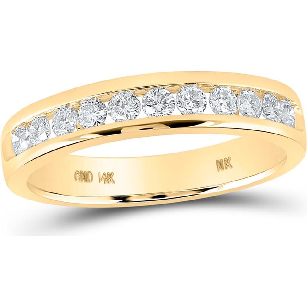 14K Yellow Gold Round Diamond Wedding Band with Channel Setting - 1/2 Carat Total Diamond Weight