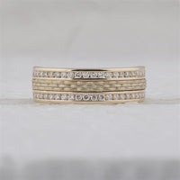 14K Yellow Gold Round Diamond Wedding Band with Hammered Texture - 1/2 Carat Total Diamond Weight