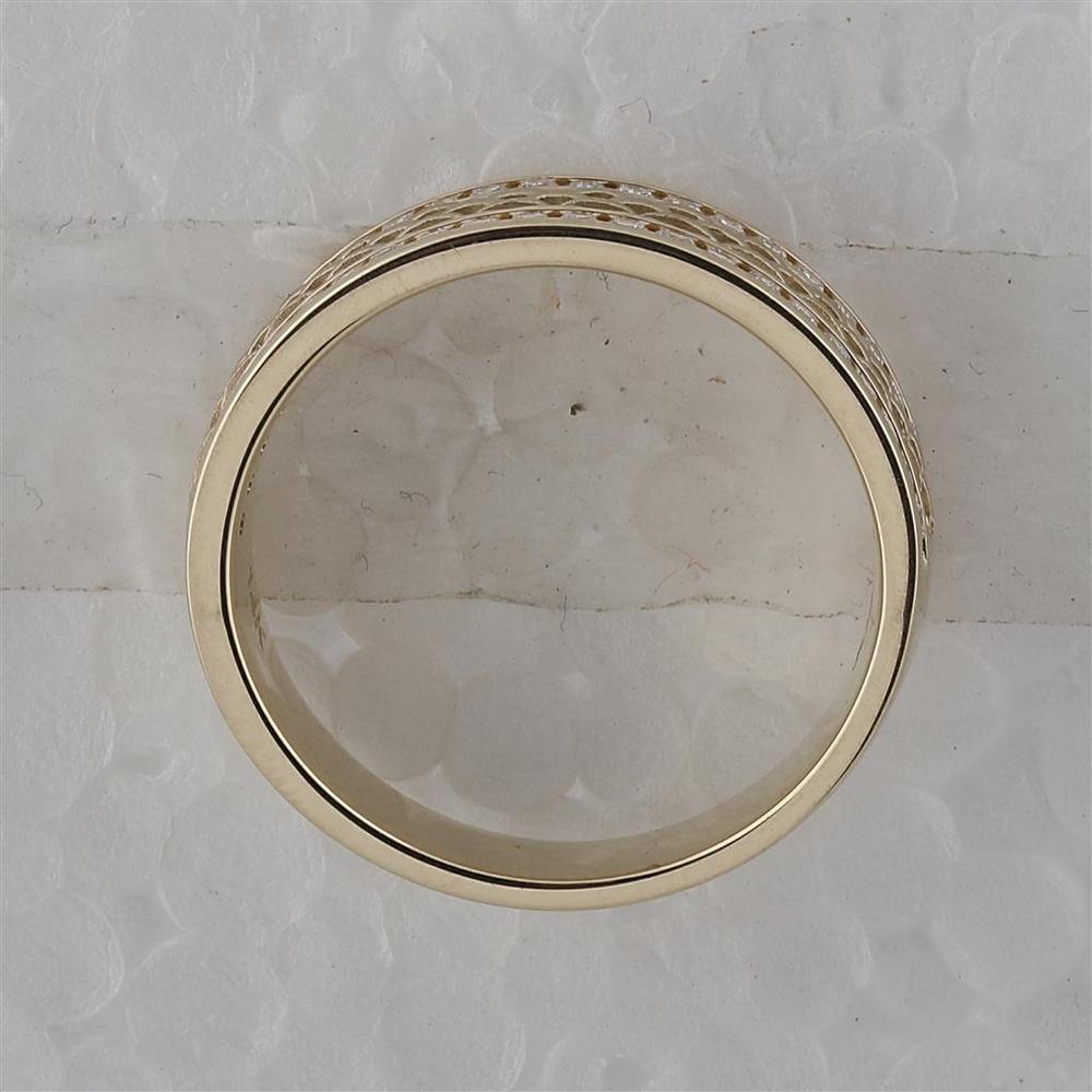14K Yellow Gold Round Diamond Wedding Band with Hammered Texture - 1/2 Carat Total Diamond Weight