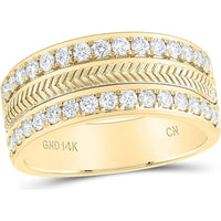 14K Yellow Gold Round Diamond Wedding Rope Band Ring - 1 Carat Total Diamond Weight